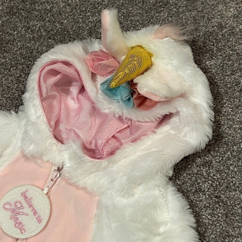 Dream Play Imagine Believe In Magic Plush Unicorn Bunting Bag w/Hood Size 3-6M - Picture 5 of 7